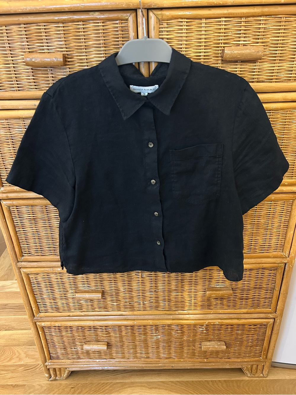 Banana Republic boxy crop shirt in linen
